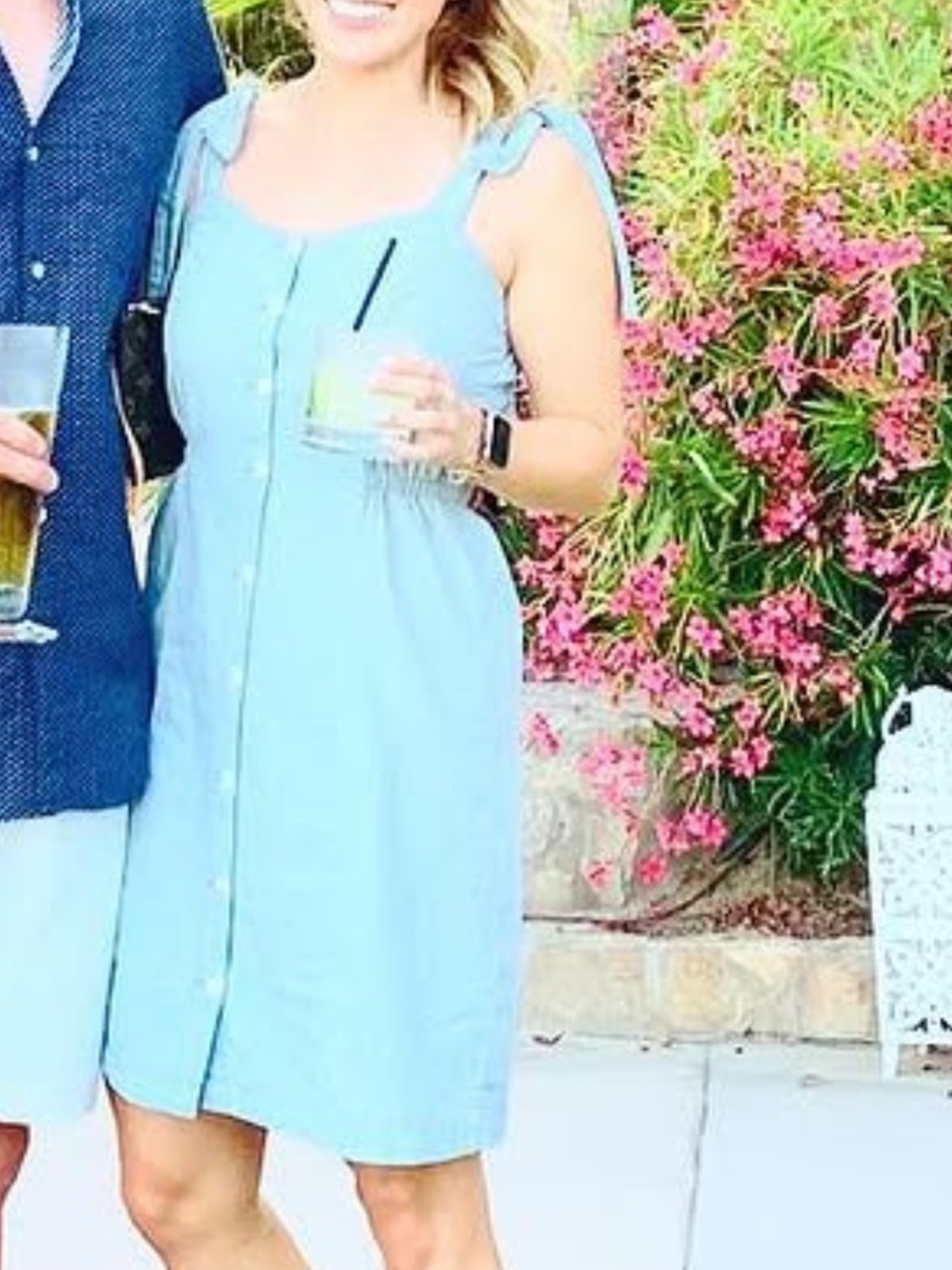 Madewell Light Blue Denim Mini Dress with Tie Straps